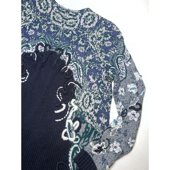 HWR Anthropologie Cardigan Women’s Size S Navy Blue Emma Embroidered Open Front - Picture 14 of 16